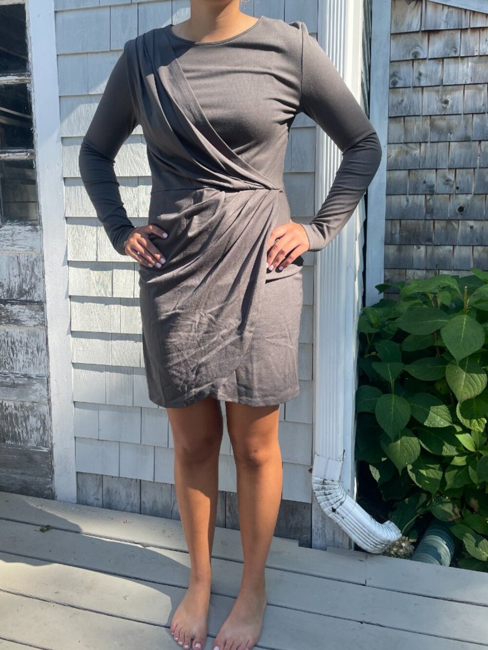 W118 by Walter Baker Faux-Wrap Dress, Grey - M